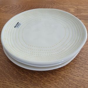 Hearth & Hand Dessert Plates - Set of 3 - Radial Stitch white & yellow